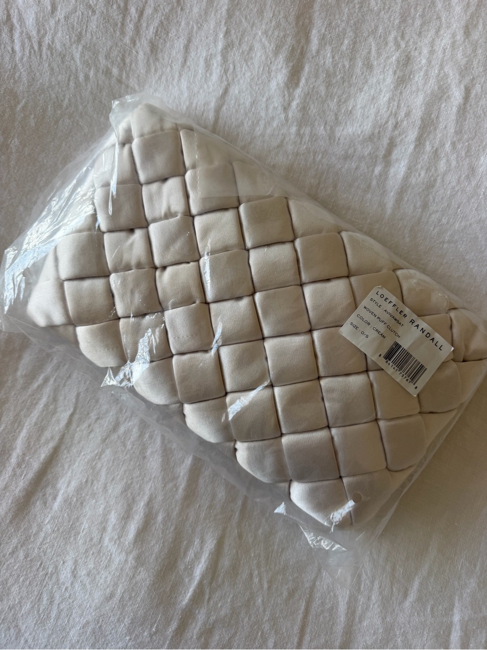 NWT Loeffler Randall Aviva Cream Woven Satin Clutch - Picture 3 of 5